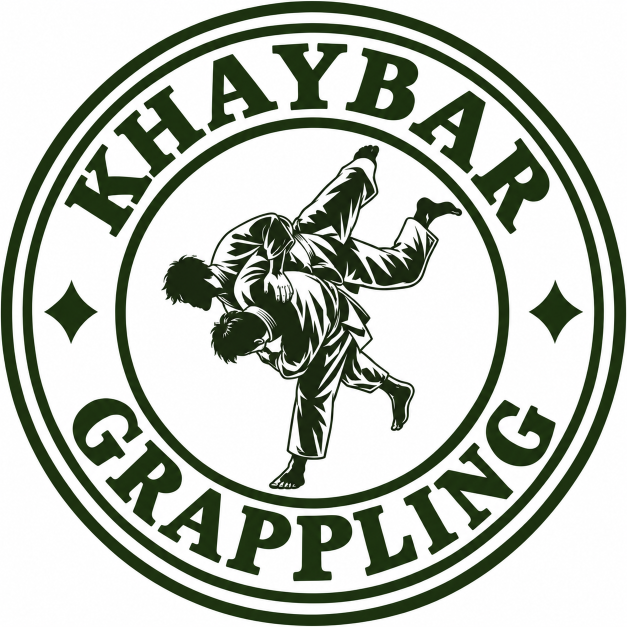 Khaybar Grappling crest showing two grapplers practising a throw